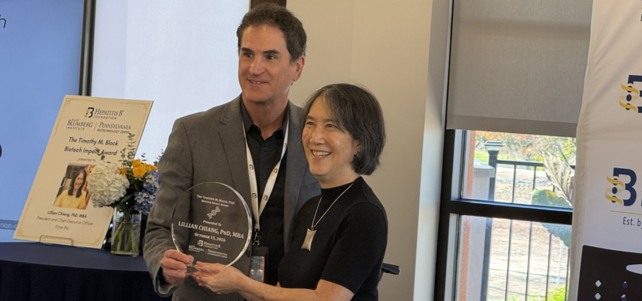 Doylestown’s Evrys Bio CEO Lillian Chiang Receives Timothy M. Block Biotech Impact Award